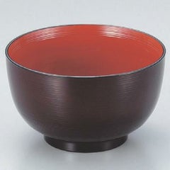 丼碗 4.5寸刷毛目羽反丼溜内朱 漆器