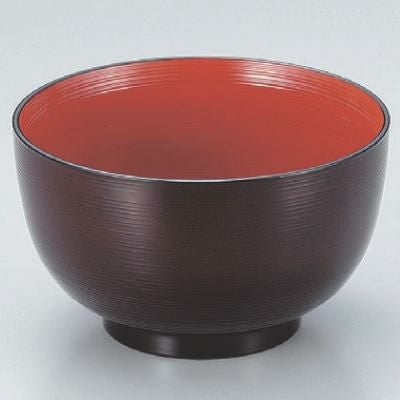 丼碗 4.5寸刷毛目羽反丼溜内朱 漆器