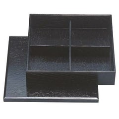 松花堂 8.5寸松花堂黒オヤフタ十字仕切付