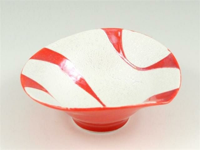 紅釉流水ラスター 朝顔形小鉢