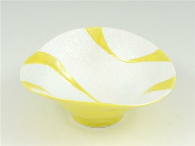 黄釉流水ラスター 朝顔形小鉢