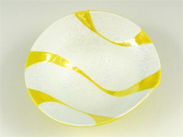 黄釉流水ラスター 朝顔形小鉢