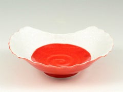 見込紅釉市松ラスター ウェーブ小鉢