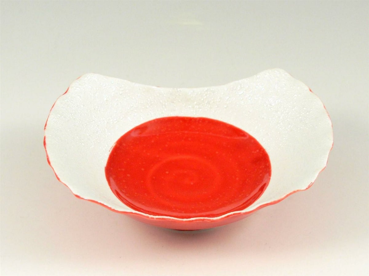 見込紅釉市松ラスター ウェーブ小鉢