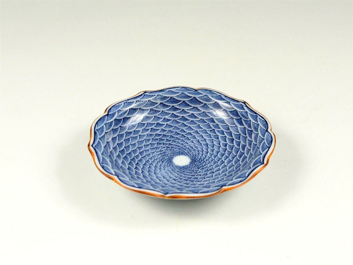 青海波文 桔梗小皿