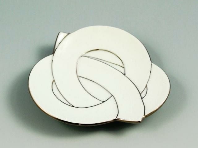 白磁プラチナ線結び 小皿