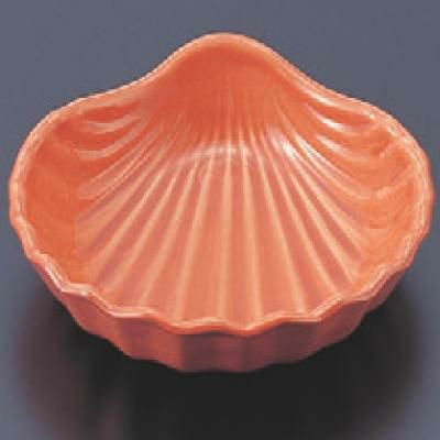 松花堂 貝型鉢柿釉