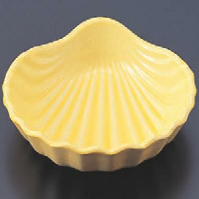 松花堂 貝型鉢淡黄