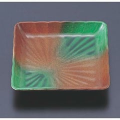 松花堂 菊角皿若草織部