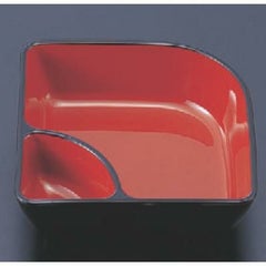 松花堂 扇型タレ付鉢黒内朱天黒