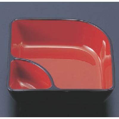 松花堂 扇型タレ付鉢黒内朱天黒