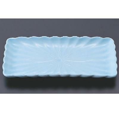 松花堂 菊型長角皿青磁