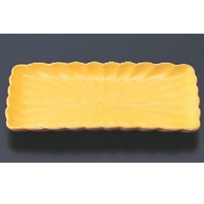 松花堂 菊型長角皿淡黄