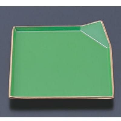 松花堂 隅折皿グリーン天金
