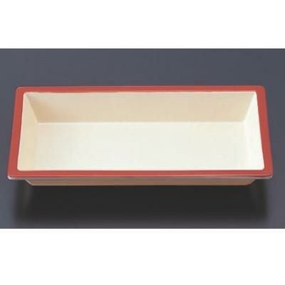 松花堂 白メラミン長角鉢アイボリー天朱