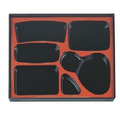 弁当箱 尺3寸千筋箱膳用B仕切黒天朱唐草