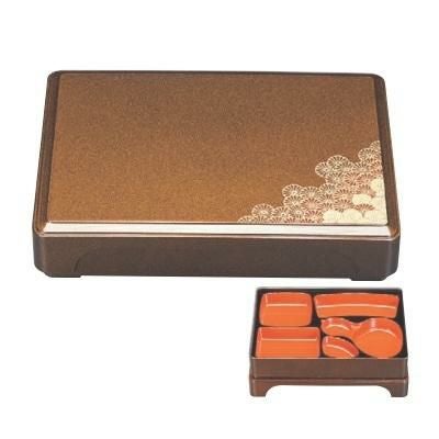 弁当箱 尺3寸徳川箱膳重厚型梨地二色菊(D.X仕切付)