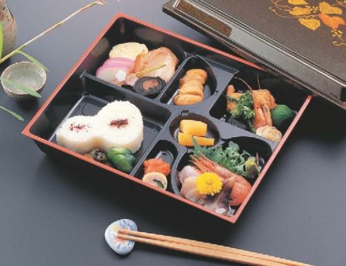 弁当箱 尺0寸宝生弁当梨地ツタ内黒