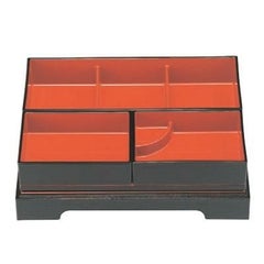 松花堂 尺1寸吹寄御膳松花堂黒布目天朱全セット