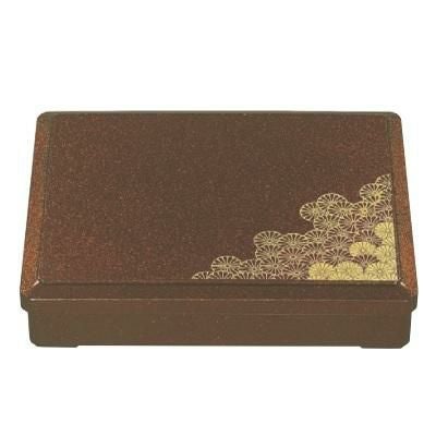 弁当箱 尺1寸長手三里弁当梨地二色菊(仕切付)