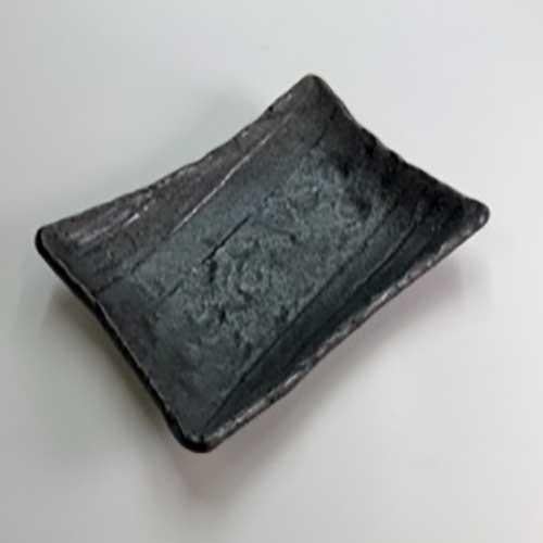 【飲食店定番】銀鱗 手造り長角皿 小 18.7×13.6×3.7cm