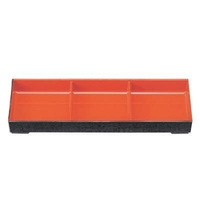 弁当箱 ニュー布目長手弁当用3ツ仕切黒内朱