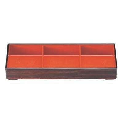 弁当箱 宴弁当用3ツ仕切溜ヘギ目内朱