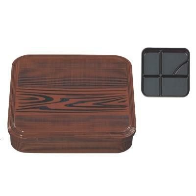 弁当箱 尺0寸角幕の内弁当木目(仕切付)