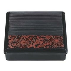 弁当箱 8寸角別仕切千筋弁当朱牡丹(仕切付)