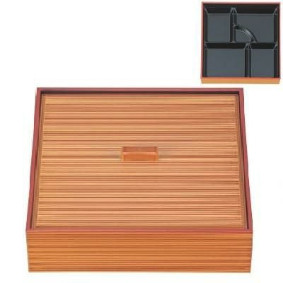 弁当箱 8寸武蔵野弁当春慶(黒塗仕切付)