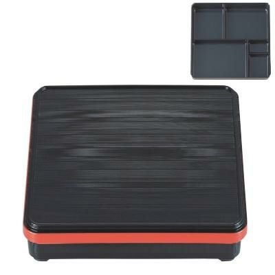 弁当箱 8寸角舞子弁当黒千筋渕朱(固定仕切)