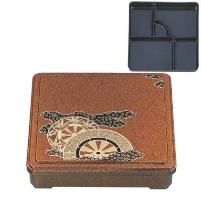 弁当箱 7.5寸角弁当梨地御所車(固定仕切)