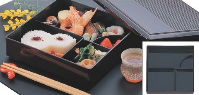 弁当箱 7寸角千筋弁当溜(固定仕切)