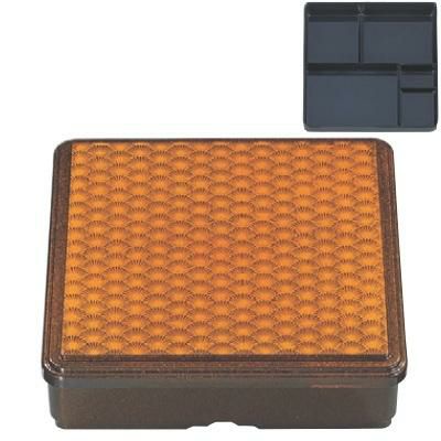 弁当箱 新7寸角固定弁当梨地菊詰(固定仕切)