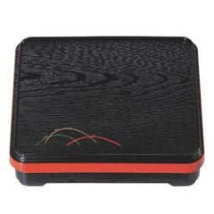 弁当箱 6.5寸角副食弁当黒木目内朱露草