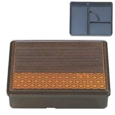 弁当箱 耐熱8寸長手千筋固定弁当梨地亀甲