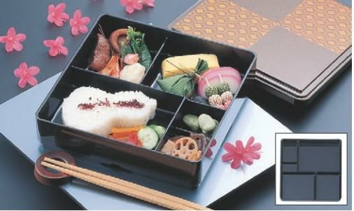 弁当箱 耐熱新7寸角固定弁当梨地亀甲