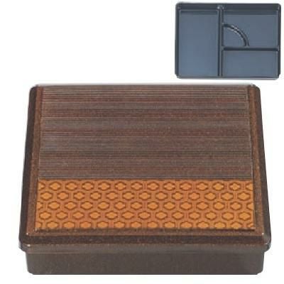 弁当箱 耐熱8寸角千筋固定弁当梨地亀甲