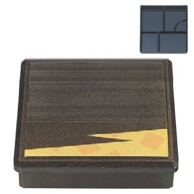 弁当箱 耐熱8寸角千筋固定弁当梨地金箔