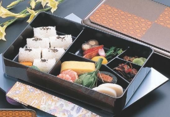 弁当箱 耐熱9寸元禄弁当梨地亀甲(仕切固定) 幅273 奥行178 高さ55