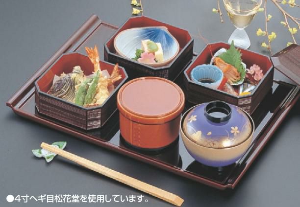 松花堂 4寸ヘギ目松花堂溜内朱(蓋のみ)