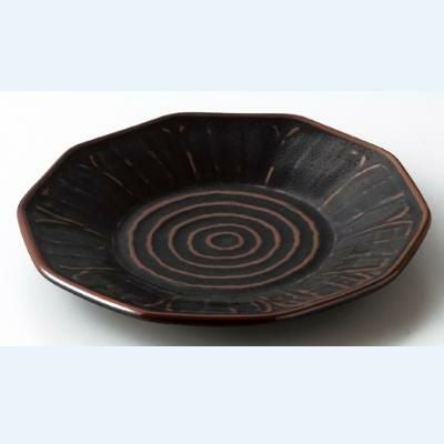 柚子黒天目 十角７．５皿