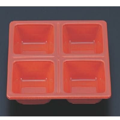 松花堂 D.X4ツ仕切角鉢柿釉