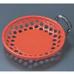 松花堂 3.5寸片手かご朱持ち手黒