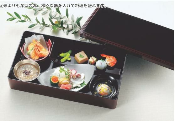 松花堂 尺5寸深型松花堂 溜内黒 SS塗