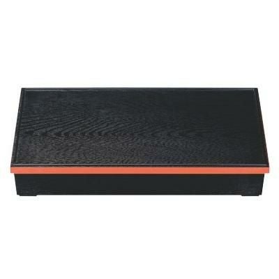 松花堂 新尺7寸深型長手木目松花堂 黒渕朱 PAT.P