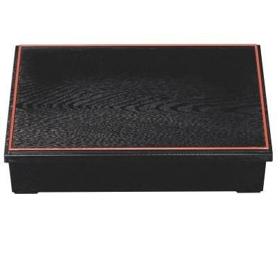 松花堂 ニュー尺3寸深型長手木目松花堂黒渕朱内底ノンスリップ加工