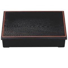 松花堂 ニュー尺3寸深型長手木目松花堂黒渕朱内底ノンスリップ加工