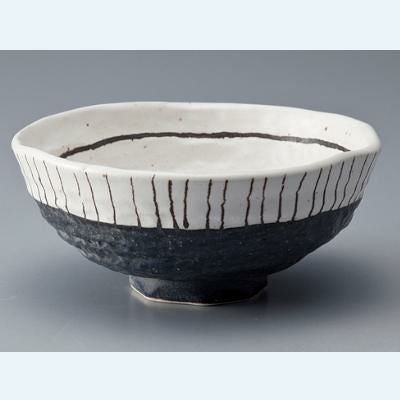 白黒ストライプ飯碗