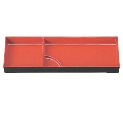 松花堂 尺3寸松花堂用2枚仕切タレ付朱